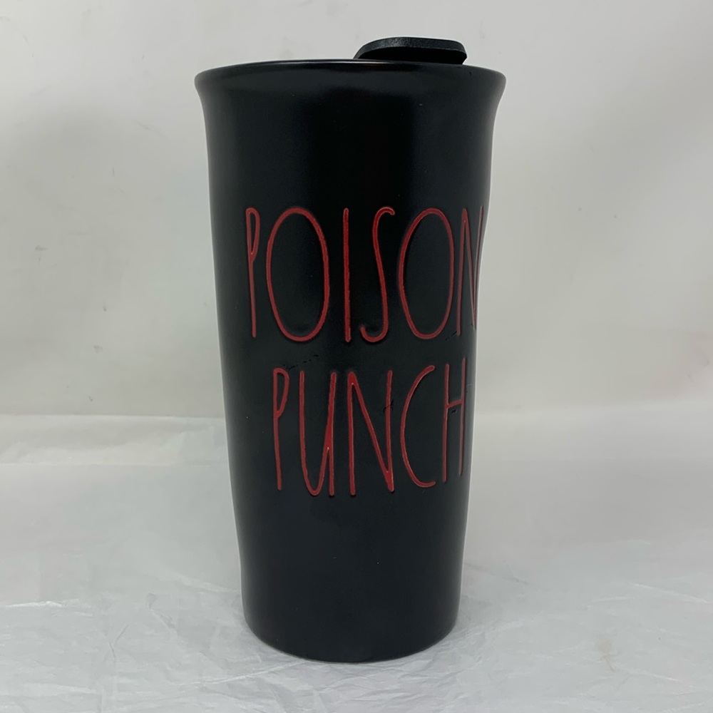 Rae Dunn Poison Punch Black Ceramic Travel Mug Tumbler Halloween 12 oz NWOT